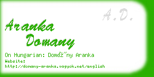 aranka domany business card